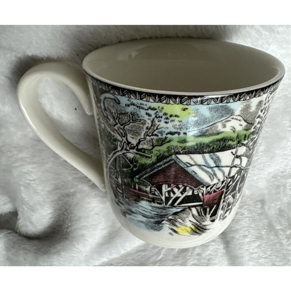 Johnson Brothers Friendly Village Covered Bridge Coffee Mug 12 oz England 1883